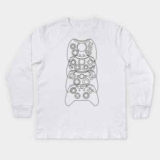 Xbox Controller Evolution (Black Lines) Kids Long Sleeve T-Shirt